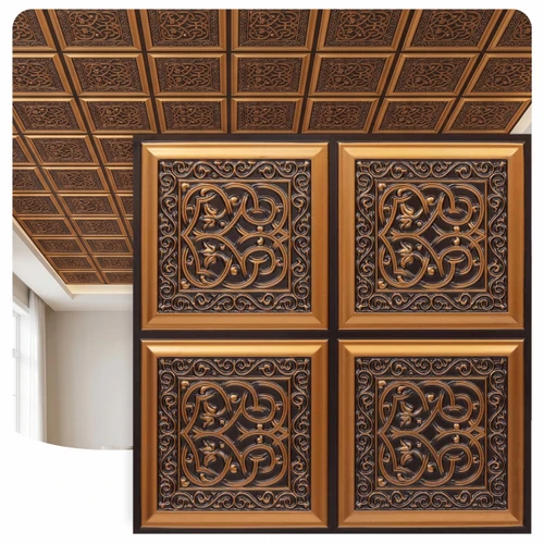 Lovers - Knot - Faux - Tin - Ceiling - Tile - Glue - Up - 24 - in - x - 24 - in - 231 - Antique - Copper
