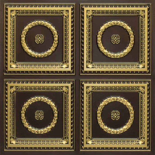 aux Tin Ceiling Tile - Glue up - 24 in x 24 in - #318 - Antique Brass