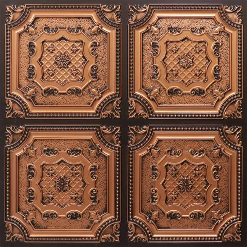 Faux Tin Ceiling Tile - Glue up  - 24 in x 24 in - #332 - Antique Copper