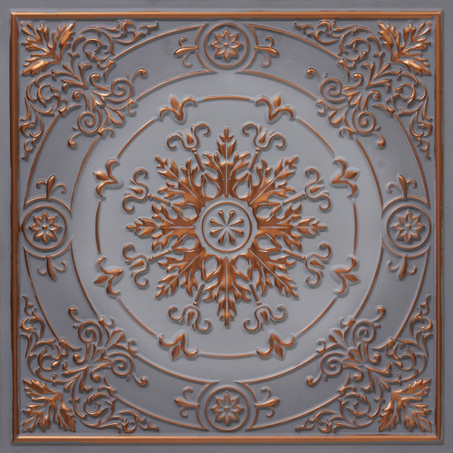 Frost Bloom - Faux Tin Ceiling Tile- #338 - 24" x 24" -  Dusty Copper