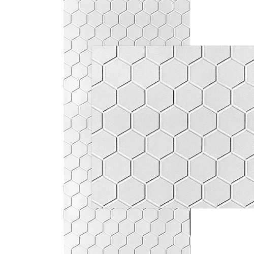 Hex Tile MirroFlex 4x8 Glue Up PVC 3D Wall Panels - Gloss White Paintable / White Matte