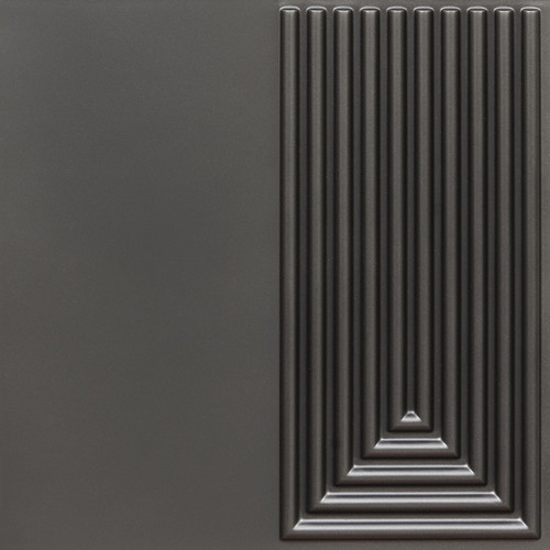  Vertex Rise - Peel and Stick - Faux Tin Wall Panels - 12 in x 12 in - #9010 - (Pack of 20) / 20 sqft - Metallic Grey