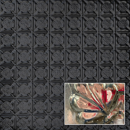 Chain Mail 2 ft x 2 ft - Acoustical Perforated Tin Ceiling Tiles - #234 - (Pack of 20) / 80 sqft - Black