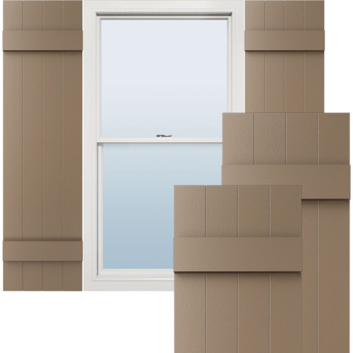 Lifetime Vinyl, Board-n-Batten Shutters, w/Shutter-Loks (Per Pair) - 14 in. Width - Forest Roast