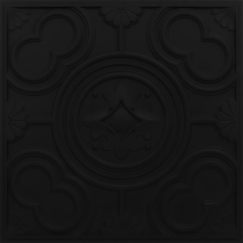Gothic Fleur - Faux Tin Ceiling Tile - #334 - 24" x 24" - Black