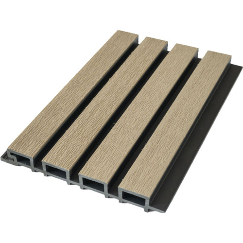 Linear WPC Exterior Wall Slat Siding and Cladding Panels 94.5 in x 8.62 in - Cream and Black - (Pack of 5) / 28.27 sqft
