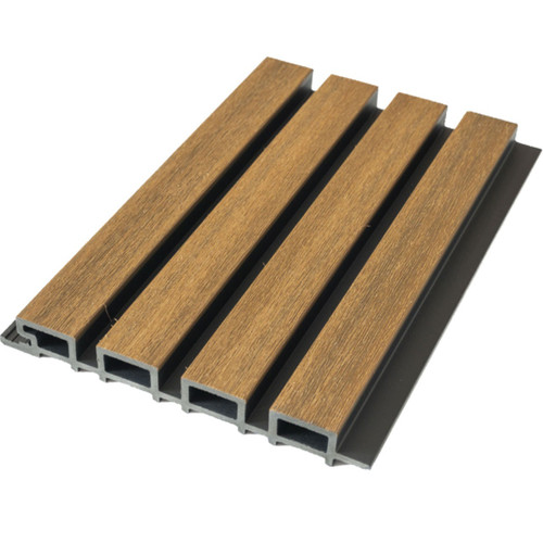 Linear WPC Exterior Wall Slat Siding and Cladding Panels 94.5 in x 8.62 in - Light Walnut and Black - (Pack of 5) / 28.27 sqft
