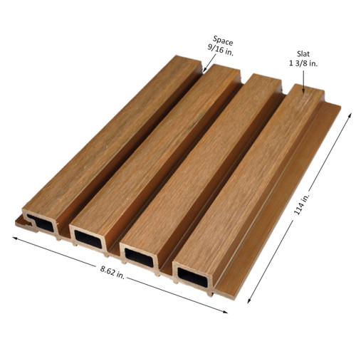 Light Walnut 114 in x 8.62 in Exterior Wood Slat Panels | DCT