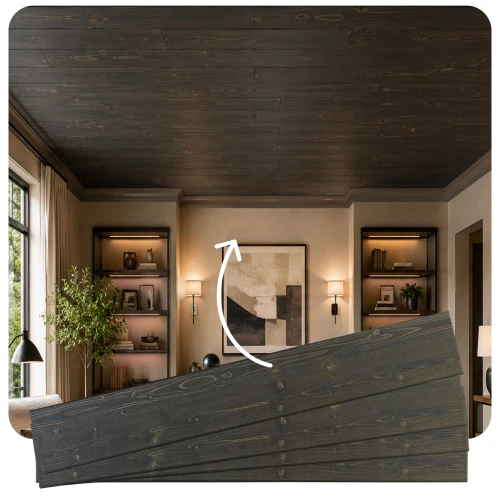 Foam Wood Ceiling Planks 39 in x 6 in Dark Walnut - Packs