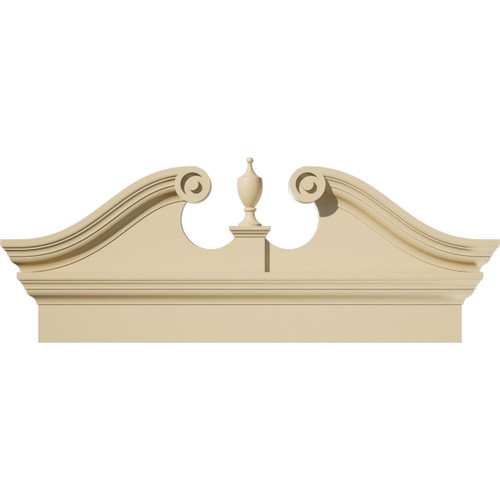 Rams Head Signature Urethane Combination Pediment, Primed Tan