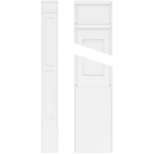 TrueCraft Two Equal Flat Panel Pilaster with Decorative Capital and Base, Architectural Grade PVC