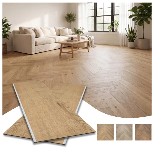 Blues Herringbone SPC Vinyl Flooring Planks - 29.5 in x 5.9 in - Walker Oak - Covers 16.94 sq. ft. per pack