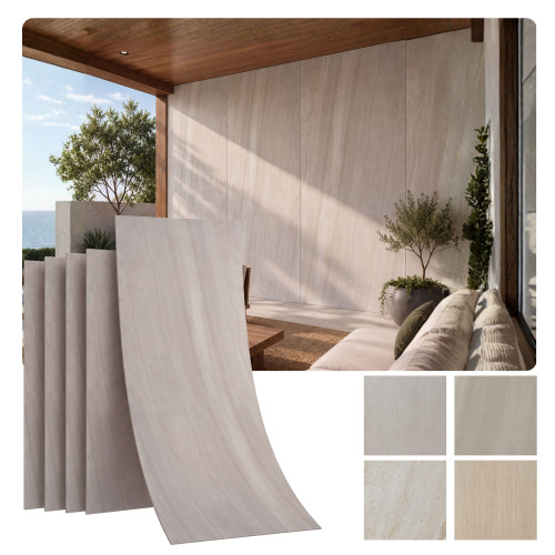 Sand Stone Limestone Exterior Flexible Clay Stone 4 ft. x 8 ft. Wall Panel