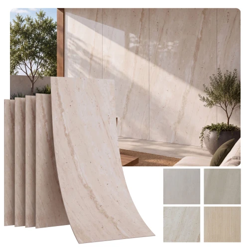 Sand Stone Brushed Exterior Flexible Clay Stone 4 ft. x 8 ft. Wall Panel