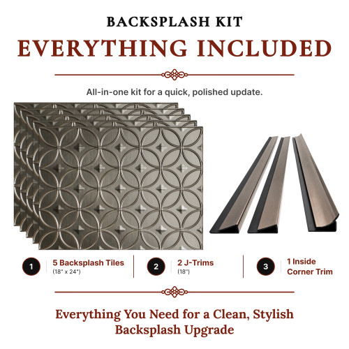 Celestial MirroFlex Brushed Nickel 18 in. x 24 in. Glue-Up PVC Backsplash Kit