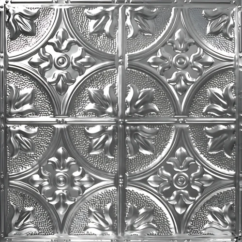 Tin Ceiling Tile - 24 in. x 24 in. - Pattern #2 - Brushed Satin Nickel