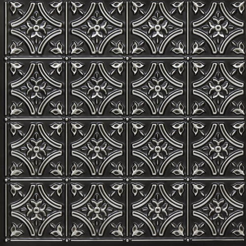 Gothic Reims 24 in. x 24 in. Faux Tin Ceiling Tile Glue Up in Antique Silver -  #150 (Pack of 25 / 100 sqft)