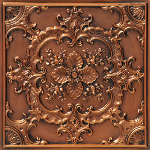 Lattice Crown - Faux Tin Ceiling Tile - 24 in x 24 in - #DCT19 - Aged Copper