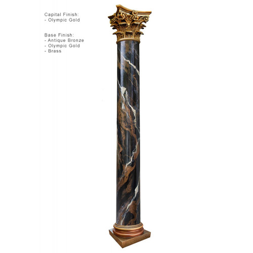 Roman Corinthian - FAD Faux Marble Finish Column - Capital Finish - Olympic Gold, Base Finish -  Antique Bronze, Brass, Olympic Gold  and Black Faux Marble - #CPF-004-RC