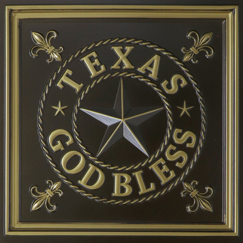 Texas Star Faux Tin Ceiling Tile - Drop In - 24"x24" - Antique Brass - #305