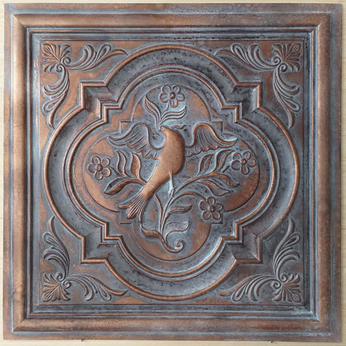 Baroque Swirl - Faux Tin Ceiling Tile - 24 in x 24 in - #DCT39 - Weathering Copper