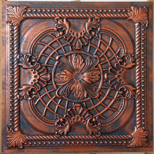 Antique Crosses - Faux Tin Ceiling Tile - 24 in x 24 in - #DCT31 - Rustic Copper