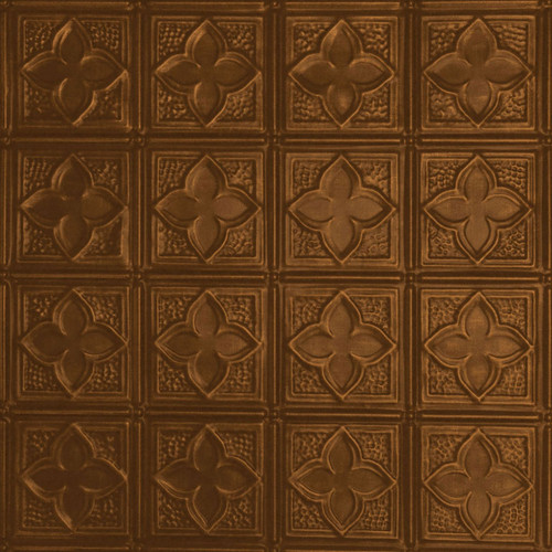 Clover - Shanko - Hand Painted - Tin Ceiling Tile - #203 - 24"x24" - Antique Copper