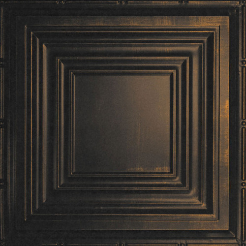 Williamsburg - Shanko - Hand Painted - Tin Ceiling Tile - #505 - 24"x24" - Antique Rustic Black