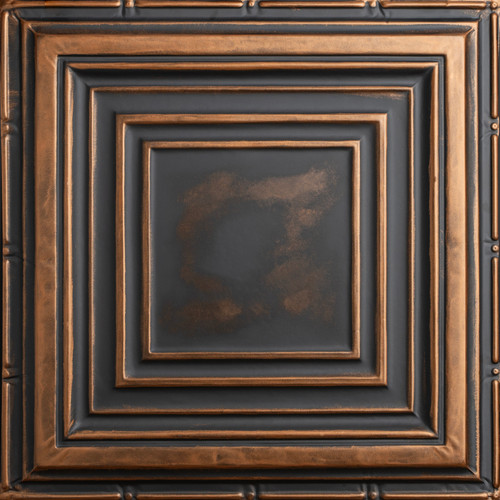 Williamsburg - Shanko - Hand Painted - Tin Ceiling Tile - #505 - 24"x24" - Antique Rustic Black
