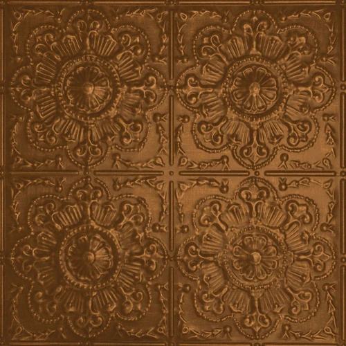 Jubilee - Hand Painted - Tin Ceiling Tile - #301 - 24"x24" - Antique Copper