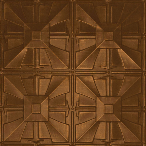 Yucatan - Hand Painted - Tin Ceiling Tile - #314 - 24"x24" - Antique Copper