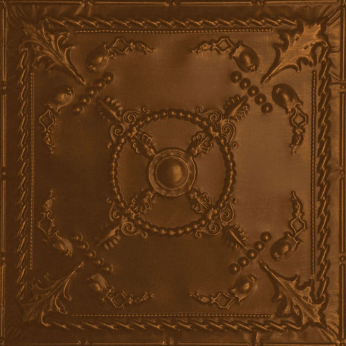 Bourbon - Hand Painted - Tin Ceiling Tile - #520 - 24"x24" - Antique Copper
