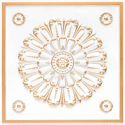 Aegean Seashell - Faux Tin Ceiling Tile - Glue Up - 24 in x 24 in - #151 -  Antique White