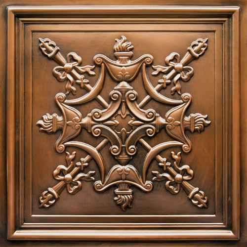 Heritage Weave - Faux Tin Ceiling Tile - 24 in x 24 in - #DCT07 - Aged Copper