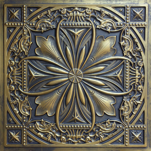 Milan - Faux Tin Ceiling Tile - 24 in x 24 in - #DCT 10 - Ancient Gold