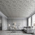 Elizabethan Shield - Faux Tin Ceiling Tile - 24 in x 24 in - #DCT 04 - Antique -  White - Installed