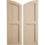 Timberthane Faux Wood Shutters Equal Flat Panel w/ Elliptical Top, Primed Tan + Sandblasted