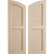 Timberthane Faux Wood Shutters Equal Louver w/ Elliptical Top, Primed Tan, Sold As Pair - Rough Cedar