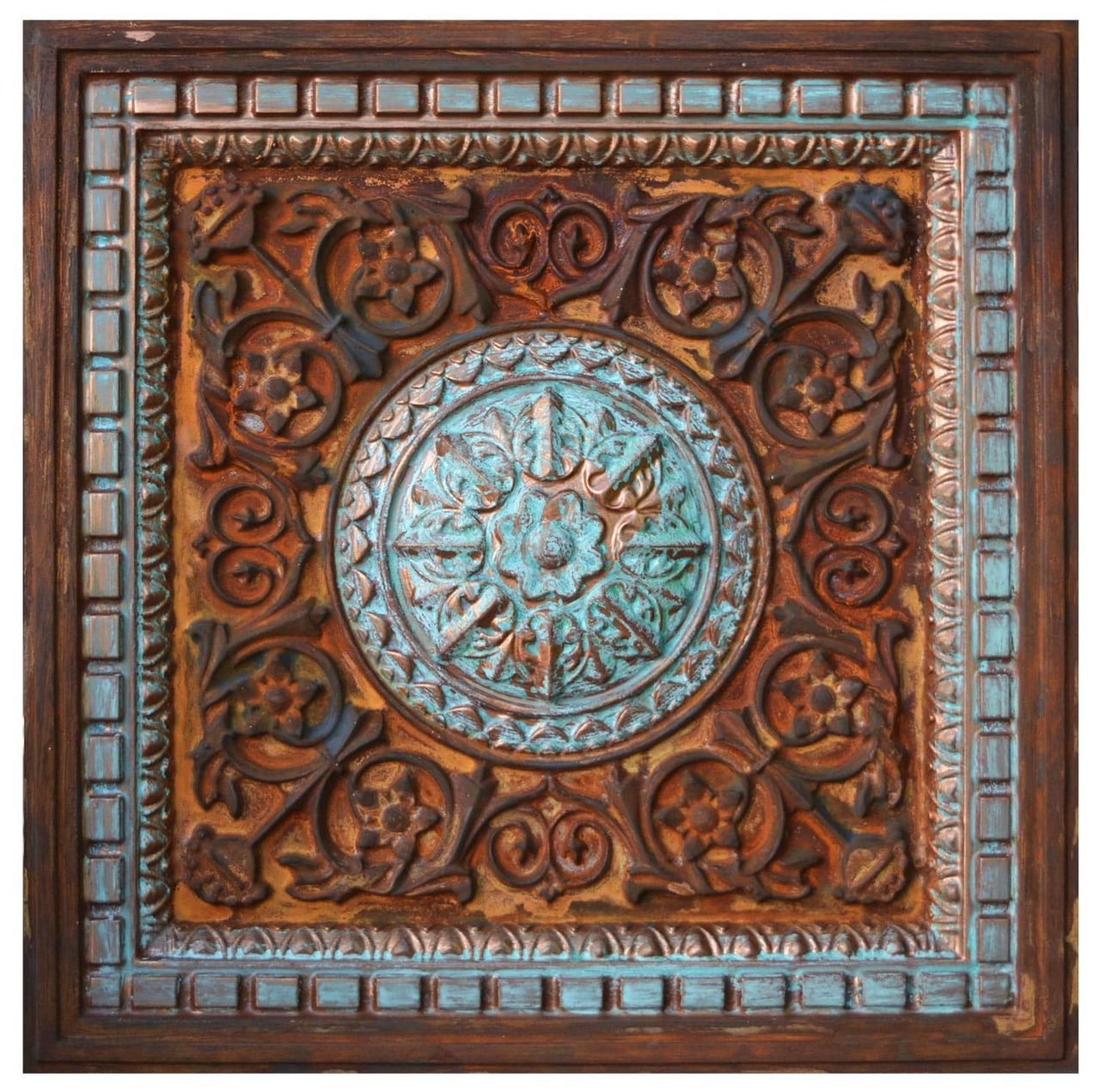 Da Vinci Vii Fad Faux Patina Finish Hand Painted Ceiling Tile