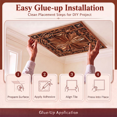 Milan Faux Tin Ceiling Tile #DCT10 - Easy Glue-Up Installation Steps Milan Faux Tin Ceiling Tile #DCT10 - Easy Glue-Up Installation Steps