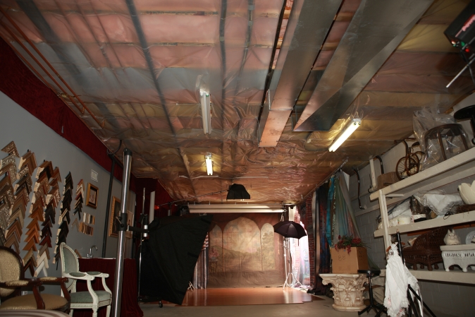 unfinished basement ceiling fabric