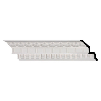 Dentil and Leaf - Urethane Crown Moulding -94-1/2 in x 3-7/8 in x 6-3/8 in