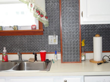 WC 20 Antique Silver Faux Tin Backsplash Roll - Installed in Kitchen