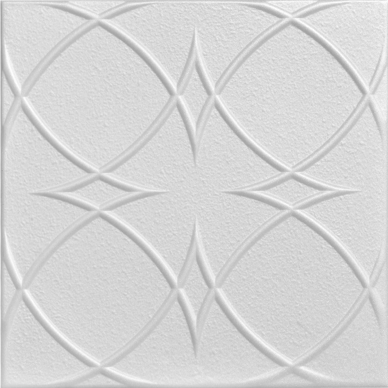 Circles and Stars 20 in x 20 in Glue-up Styrofoam Ceiling Tile Pack - #R82 - Plain White