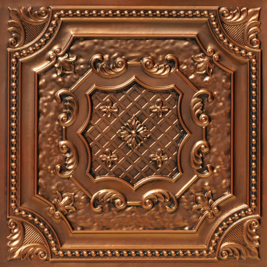 Elizabethan Shield - Faux Tin Ceiling Tile - 24 in x 24 in - #DCT 04