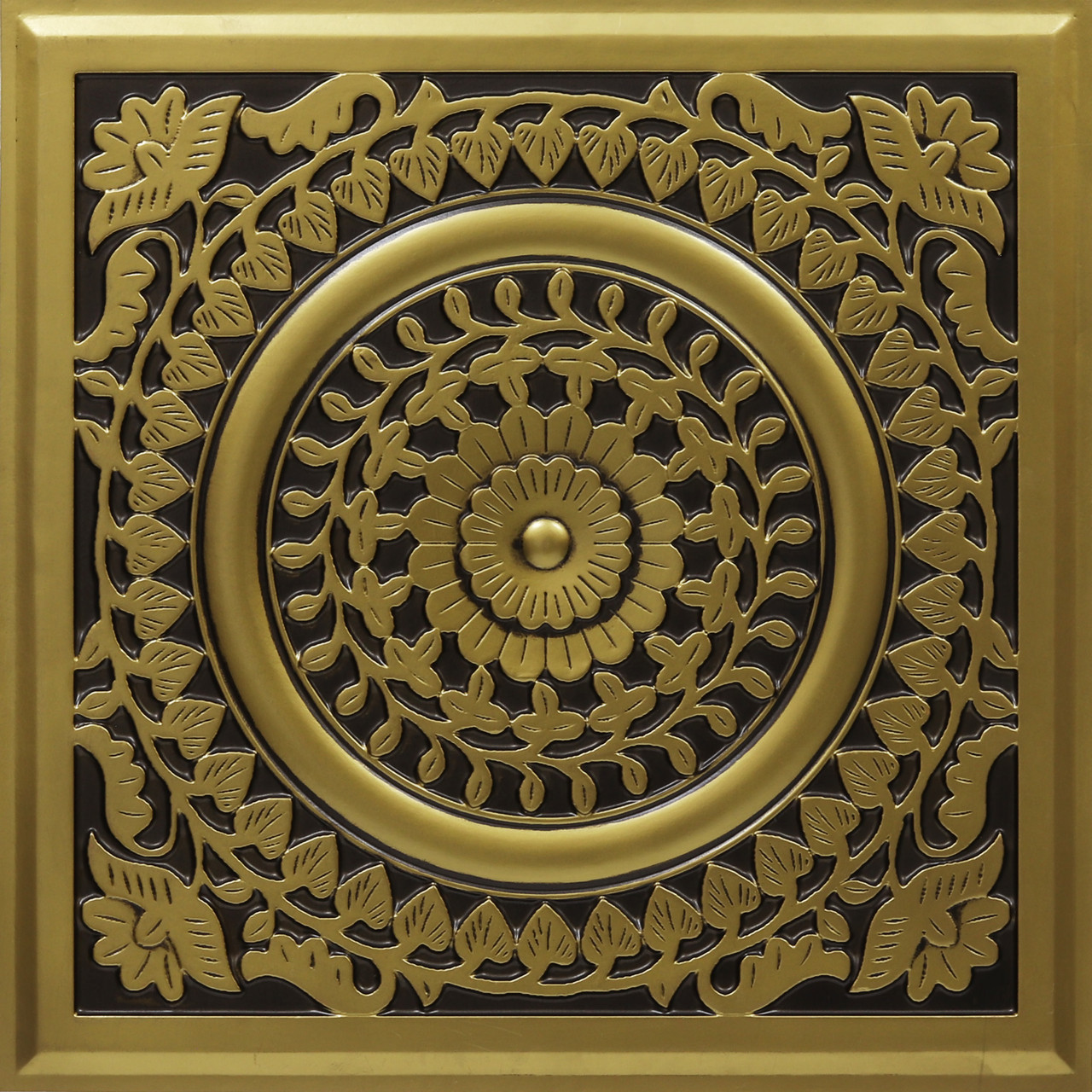 Grandma's Doilies - Faux Tin Ceiling Tile - #211 - Antique Brass