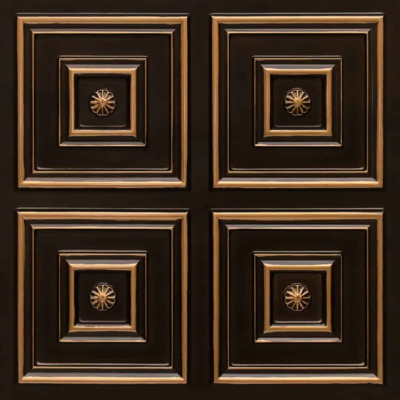 Deco Seashore - Faux Tin Ceiling Tile - Glue up - 24 in x 24 in - #112 - Antique Gold