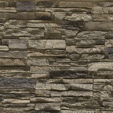 Ekena - 45 in x 24.5 in x 1.25 in Canyon Ridge Stacked Stone - Smokey Ridge - Stonewall Faux Stone Siding Panel