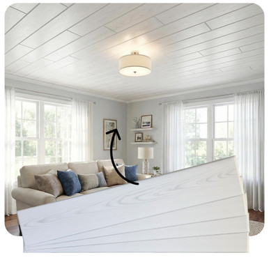 Foam Wood Ceiling Planks 39 in x 6 in Country White - Packs
