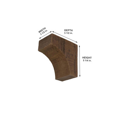 Rough Sawn Faux Wood Corbel 3 1/2 in x 5 1/4 in x 5 1/2 in (A)
